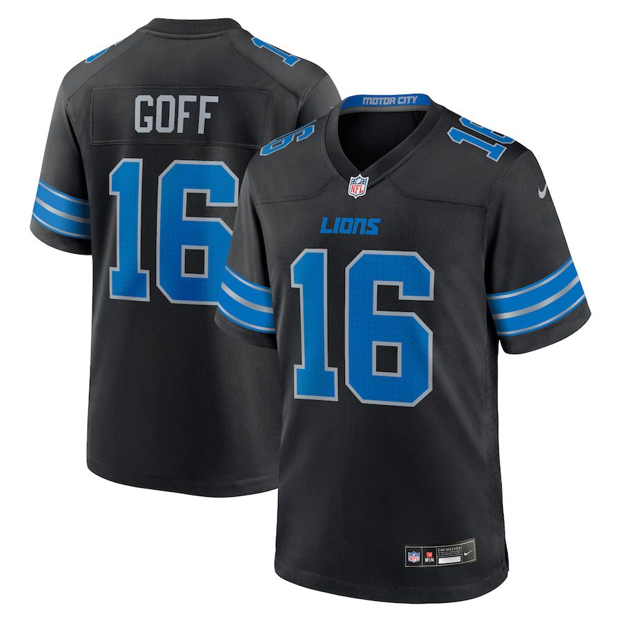 Men Detroit Lions #16 Jared Goff Nike Black 2nd Alternate Game NFL Jersey